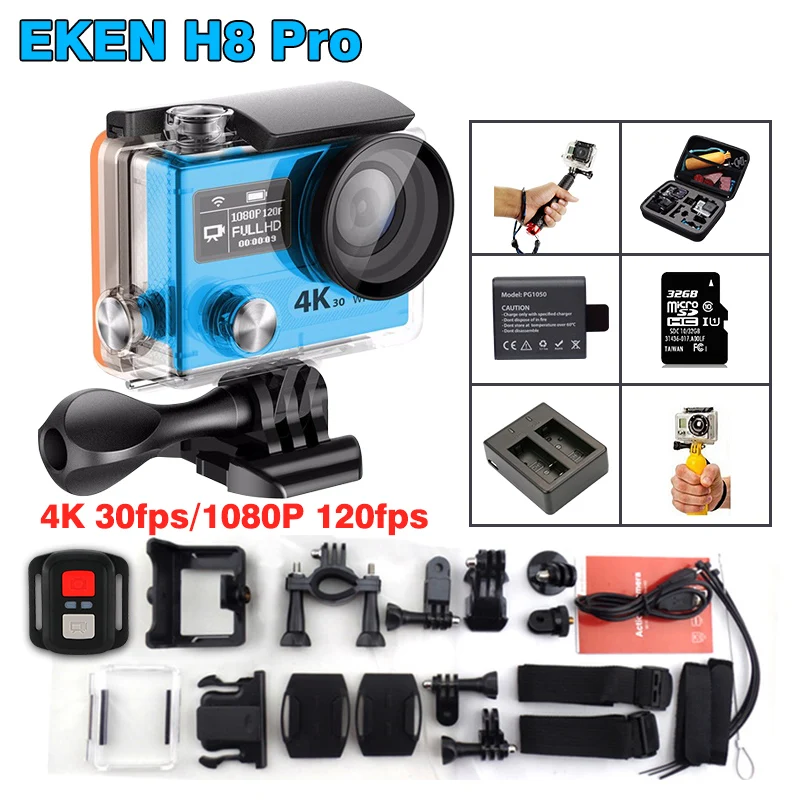  EKEN H8 Pro Action camera ultra 4K / 30fps Ambarella A12  remote WiFi Helmet Cam go waterproof Sport camera H8Pro Camera sj 