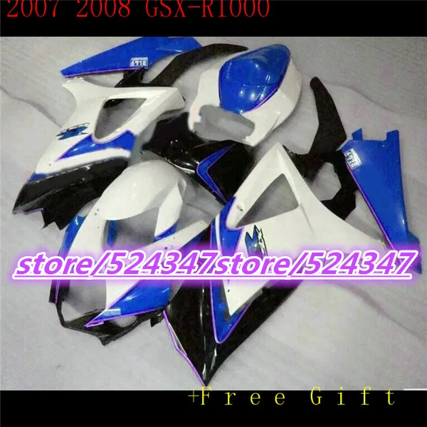 

Custom motorcycle free package GSX-R1000 K7 07 08 GSX R1000 K7 silver light blue black barca first fairing sections-Nn