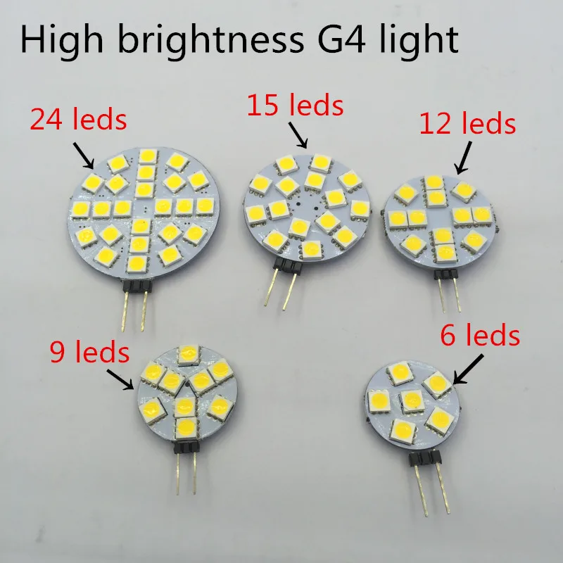 Высокая яркость G4 12v 5050 SMD 1W 2W 3W 4W СВЕТОДИОДНЫЙ машина лодка свет Чистый/теплый