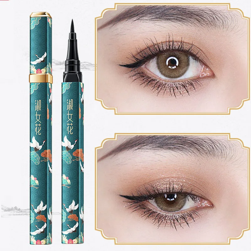 Good Price of  1PCS Chinese Eyeliner Pen Palace Style Classical Vintage White Crane Pattern Waterproof Long-lastin