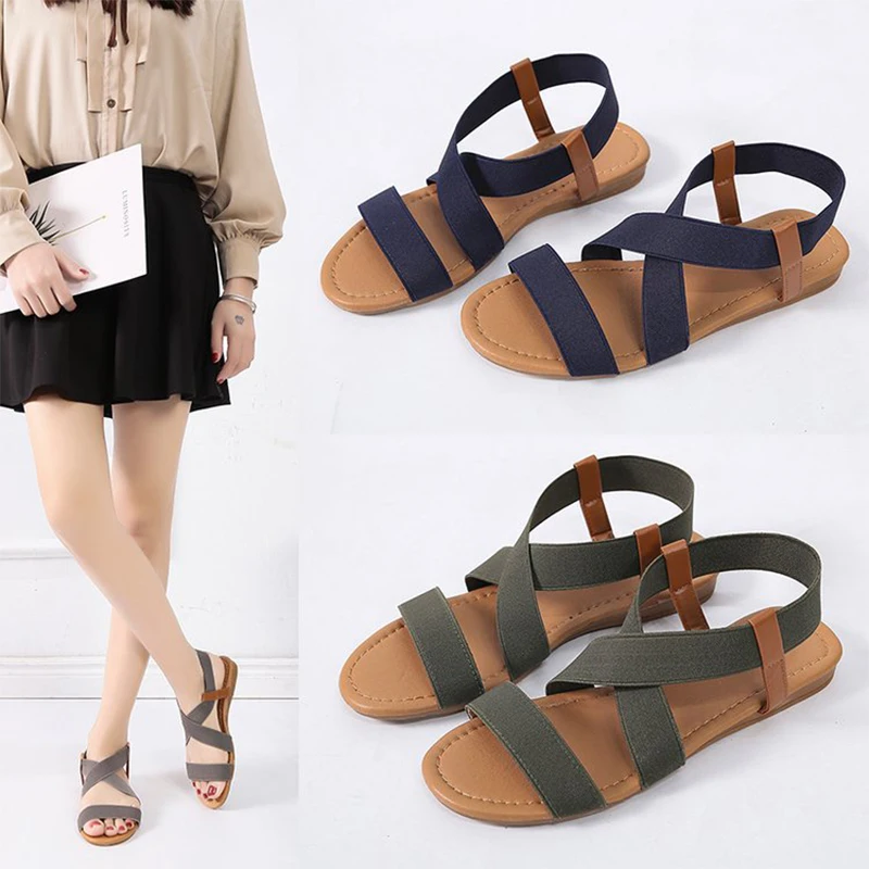 

Women Sandals Fashion Gladiator Sandals For Women Summer Shoes Female Flat Sandals Rome Anti Skidding Cross Tied Sandals Shoes