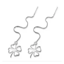 Fashion Jewelry Women s Chain font b Earrings b font Silver color Fringed Clover Pendant font