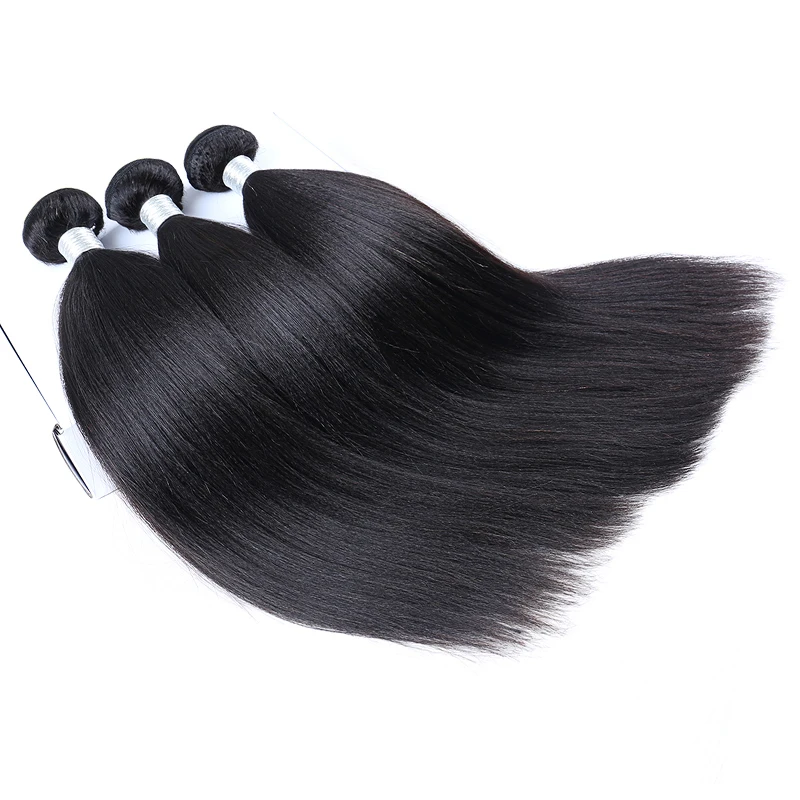 

Light Yaki Straight Human Hair Remy Hair Extension Natural Black Brazilian Hair Weave Bundles 100% CARA Human Hair Extensions