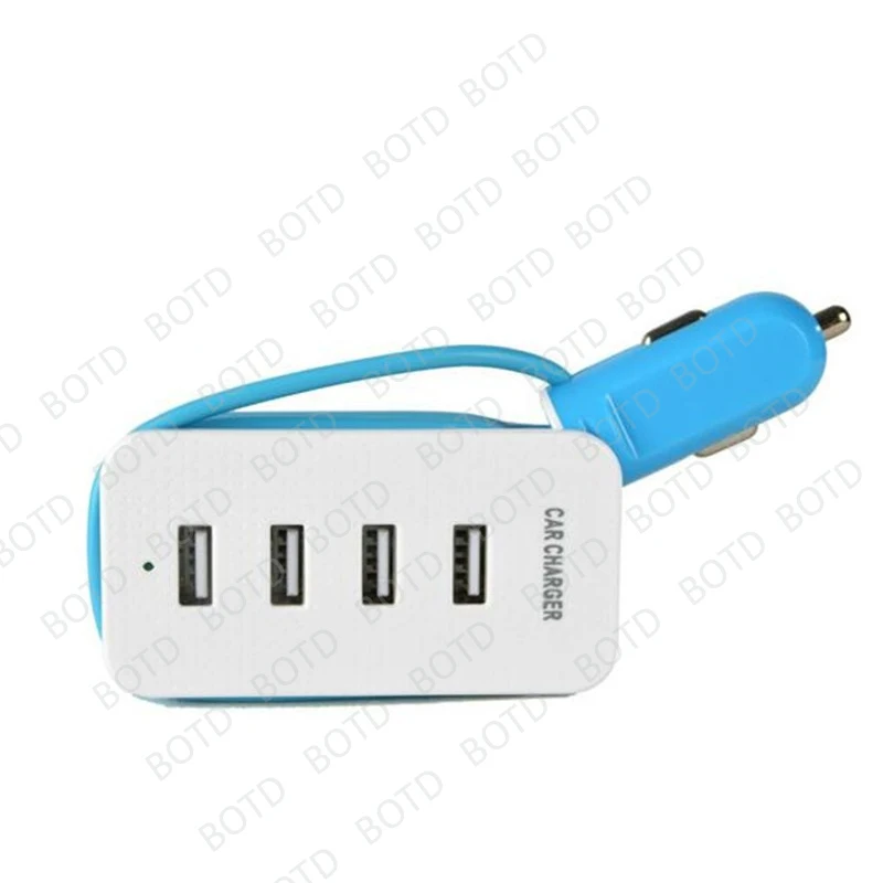 Автомобильное зарядное устройство STOD с несколькими портами 4 USB 21 Вт 1 м кабель для