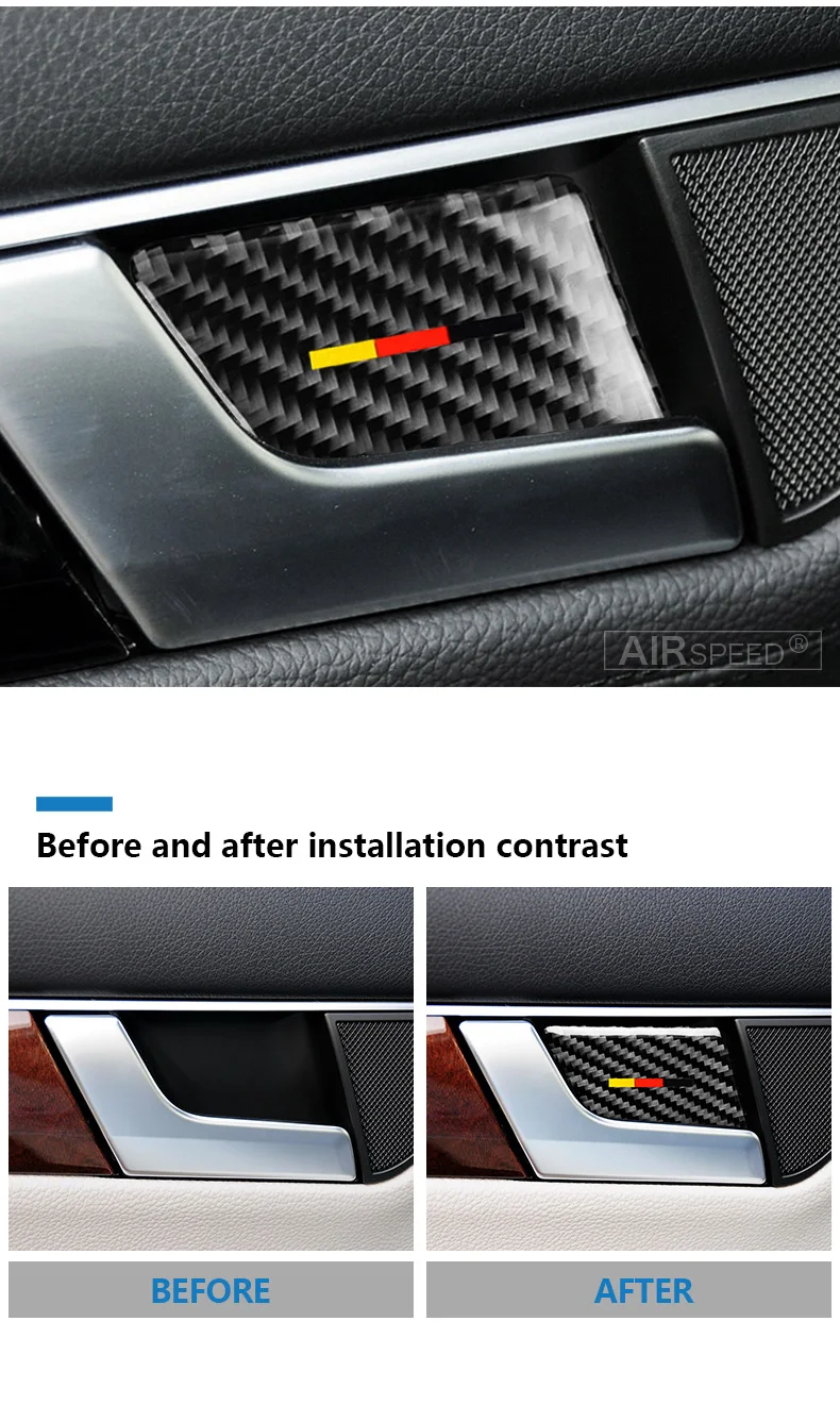 Mercedes C Class W204 E Class W212 Accessories Car Interior Carbon Fiber Door Handle Cover Trim Door Bowl Stickers (3)