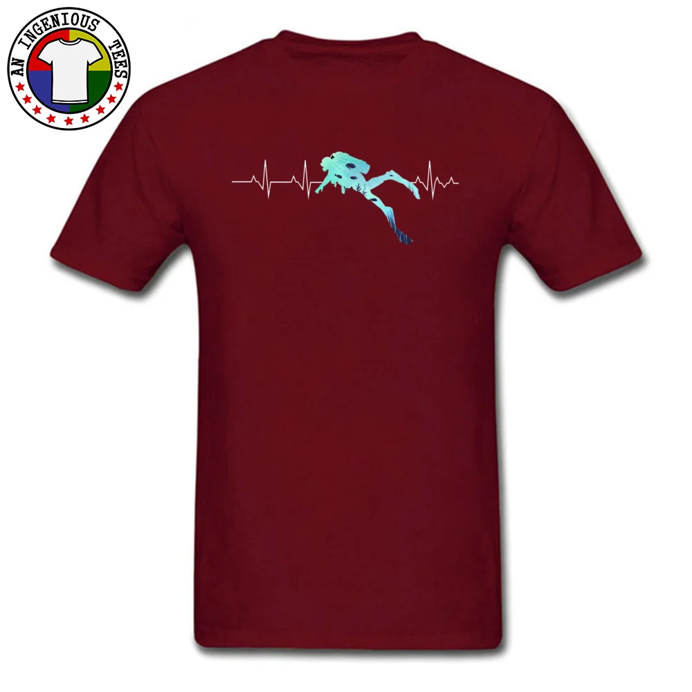 O Neck Scuba-Dive-Heart-Beat-2 100% Cotton Men Top T-shirts Street Short Sleeve Tops Shirts 2018 Fashion Design T-Shirt Scuba-Dive-Heart-Beat-2 maroon