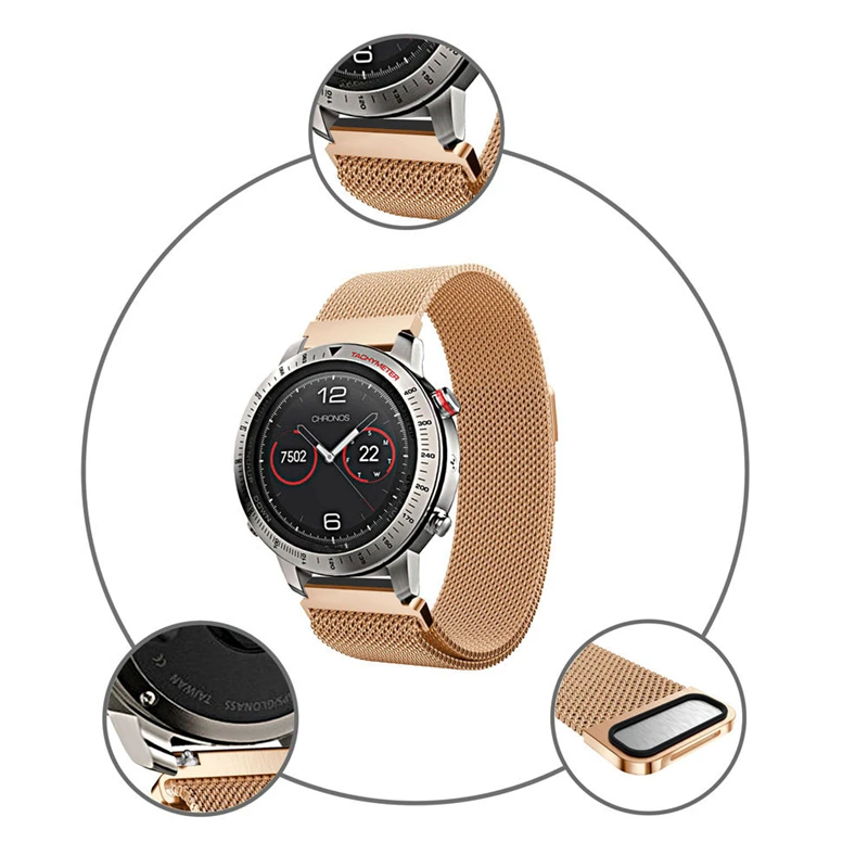 Ouhaobin 1pc 230mm Milanese Magnetic Loop Stainless Steel Band Rose Gold For Garmin Fenix Chronos drop ship Feb 12 c3           01