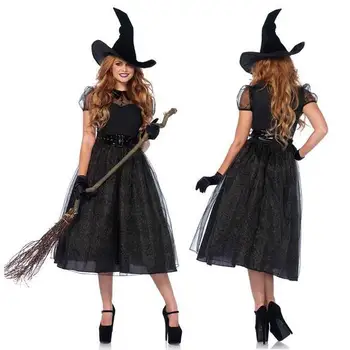 

2020 New Dark Witch Halloween Cosplay Costume Game Uniforms Role Play Dresses Witch Funny Clothing