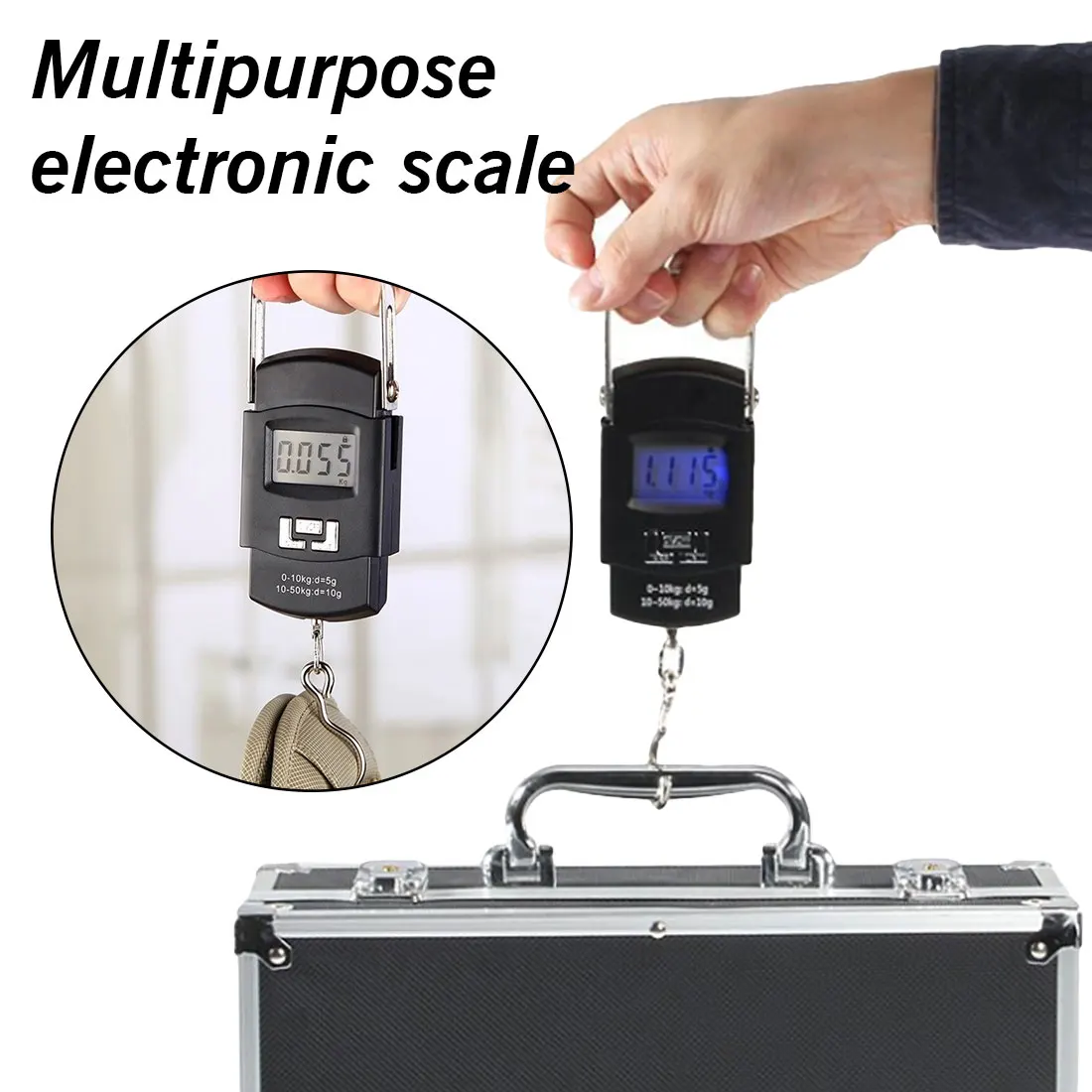Карманные Портативные Электронные цифровые весы с ЖК-дисплеем, 50 кг, 10 г, крючок для рыбалки, путешествий, багажа, чемодана, весовые весы