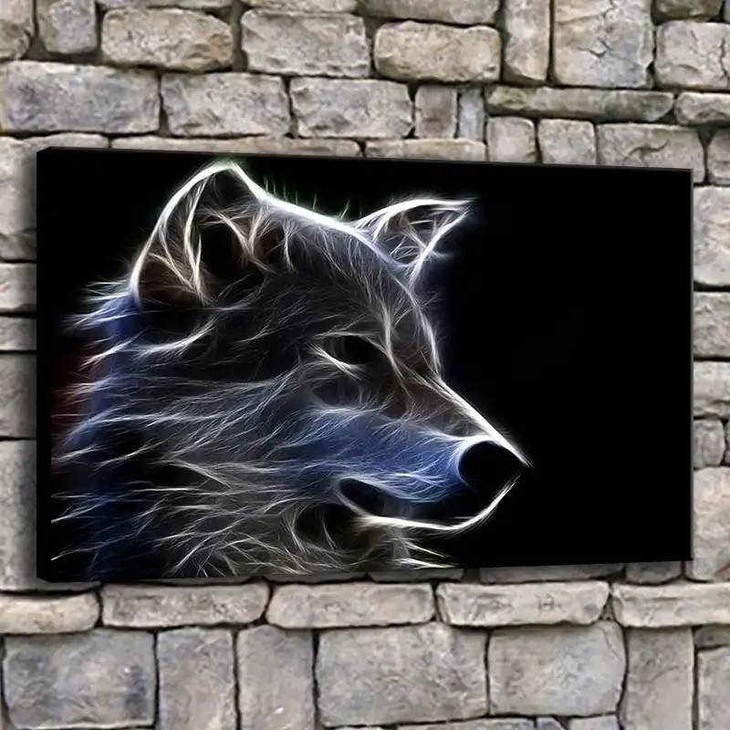 Canvas Printed Poster Home Decor Framed 1 Piece Fantasy Abstract - roblox fur wolf head