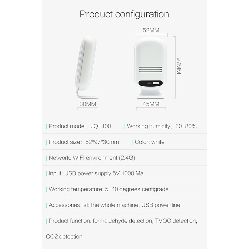 Wi-Fi HCHO TVOC CO2 термометр гигрометр углекислый газ монитор умный детектор газа формальдегид анализатор качества воздуха