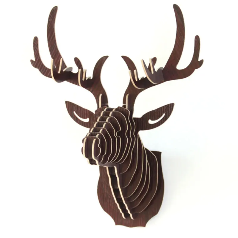 

3D Puzzle Wooden DIY Creative Model Wall Hanging Deer Head Elk Wood Gift Craft Home Decoration Animal Wildlife