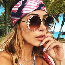 Роскошные брендовые круглые женские солнцезащитные очки Жемчужное Украшение модные солнцезащитные очки женские градиентные прозрачные Оттенки UV400 Oculos De Sol