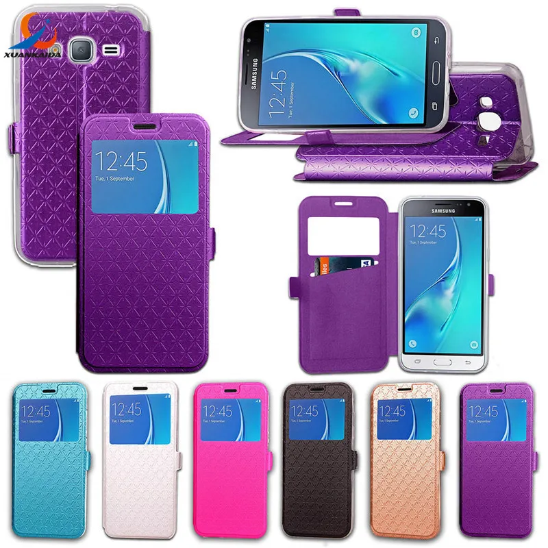 

View Window Flip Cover Wallet Leather Case Card Slots Holder Stand Cases for Samsung Galaxy A8 Plus 2018 S9 Note8 J3 J5 J7 2017