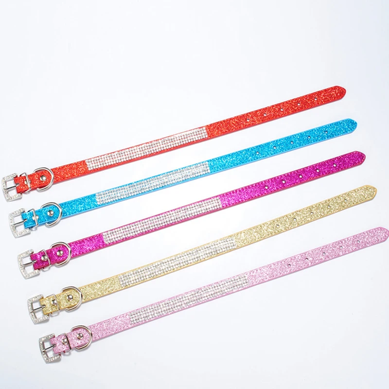 Bling Collar Rhinestone PU Leather Crystal Diamond Puppy Collar Pet Dog Collars Pets Supplies Dog Accessories
