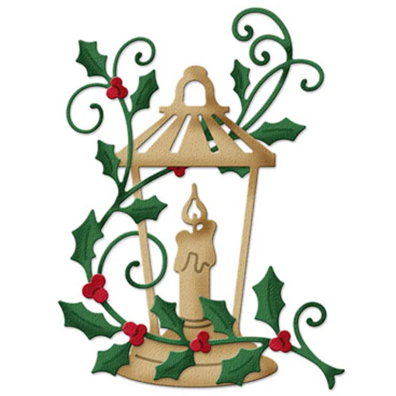 

holly lantern metal Cutting Dies Scrapbooking craft die cuts Card make paper art create Emboss Stencil 94*76mm
