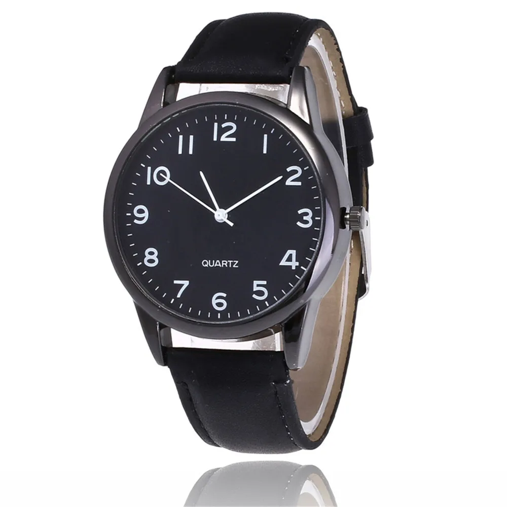 

Couple Fashion Leather Band Quartz Analog Wrist Watch For Men Womens Casual Solid White Black Durable Clock Wristwatch Watches
