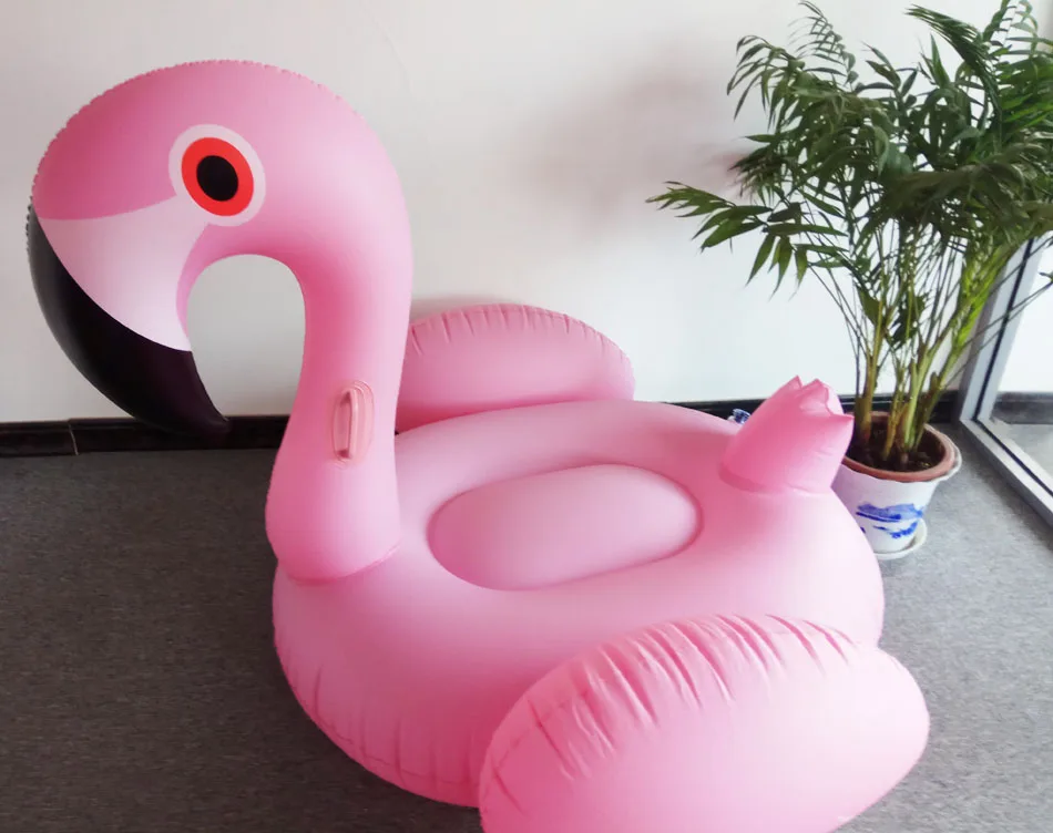 150CM Water Party Giant Bioa Flamingo Tube Pool Toy Float Inflatable Pink Cute Ride-On Pool Swim Ring For Holiday Fun