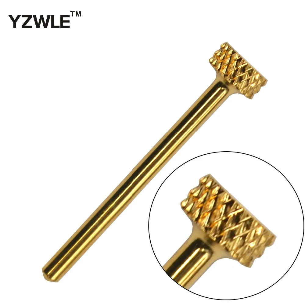 

YZWLE Flat Sheet Shape YG8 Tungsten Steel Diameter Gold Plated Nail Drill Bit / Grinding Head Tool For Nail Art Drill Machine