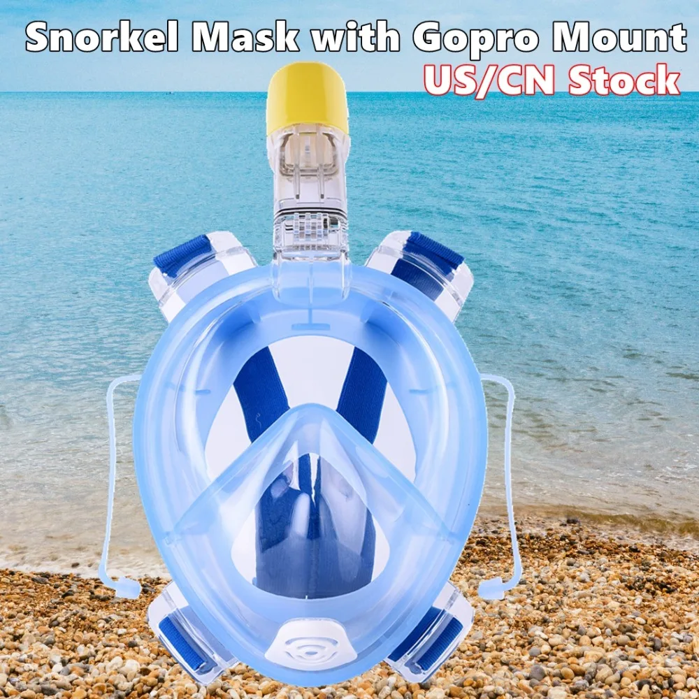 With Camera Mount Seaview 180 Snorkel Mask Panoramic Full Face Design