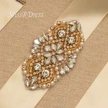 MissRDress ручная вышивка стразами свадебный пояс Жемчуг Лента Свадебная со стразами золотые стразы пояс невесты лента для свадьбы Вечерние платья JK865