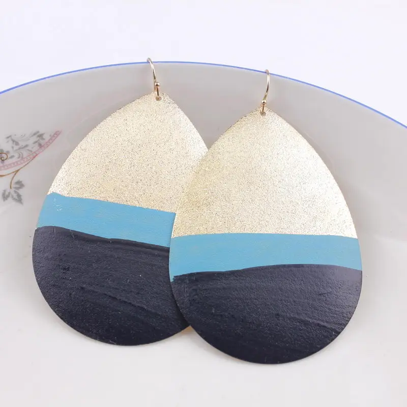 

ZWPON 2018 New Bay Lacquered Painted Teardrop Earrings for Women Fashion Water Drop Big Earrings oorbellen Jewelry Wholesale