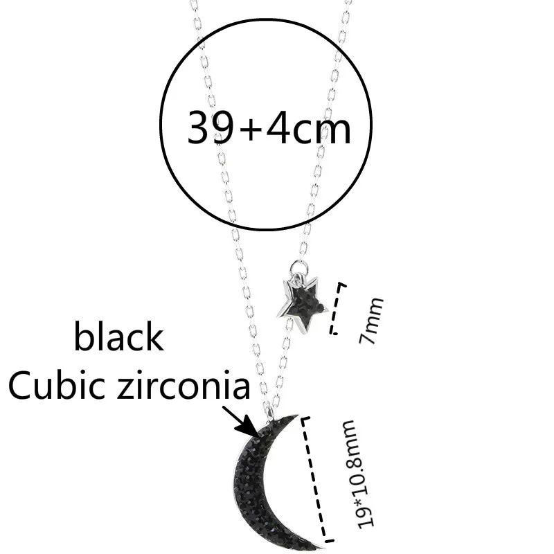 Flyleaf стерлингового серебра 925 пробы черный кубический цирконий Звезда Луна ожерелья и подвески для женщин тренд леди модные ювелирные изделия