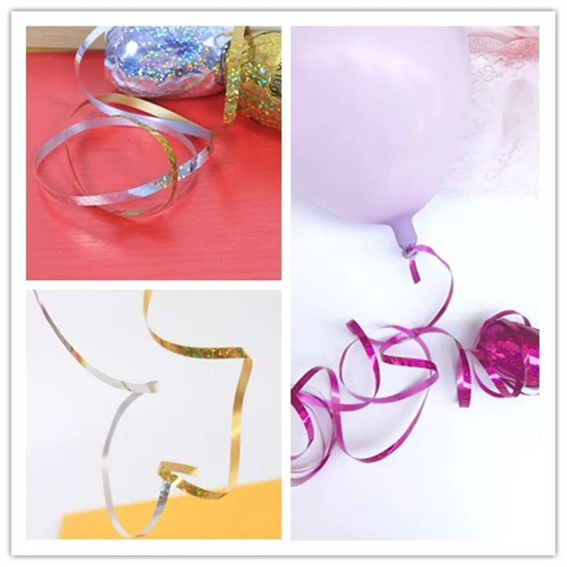 

5mm*10m Balloon Rope Foil Balloon Laser White Rose Gold Ribbon Wedding Birthday Party Decoration Air Balloon Wrapping Tape