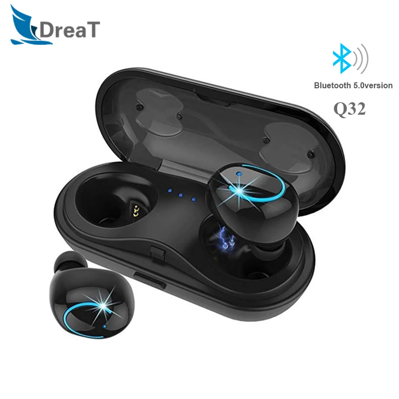 

TWS Q32 Bluetooth Earphone Wireless Headphones BT5.0 Stereo IPX5 Waterproof Sports Earbud Headsets With Charger Box PK Q18 I7s