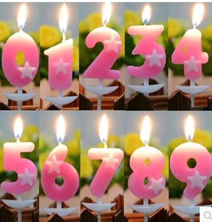 

Children's surprise gift opp five-star digital cake decorations cute creative happy birthday candles