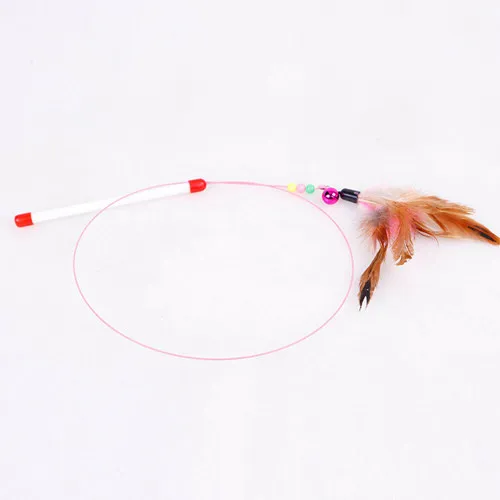 Белый Забавный котенок игрушки кошка игрушка для кошек Интерактивная перо колокольчик палочка-Дразнилка стержень шарик играть мячик-игрушка для домашних животных игры 1 шт. перо проволока игрушка - Цвет: Белый