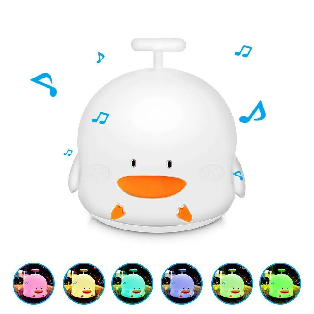 Led Silicone Duck Night Light Cute Melody USB Rechargeable Pat Control 7 Colors Lamp Colorful LED Baby Bedside Table | Лампы и