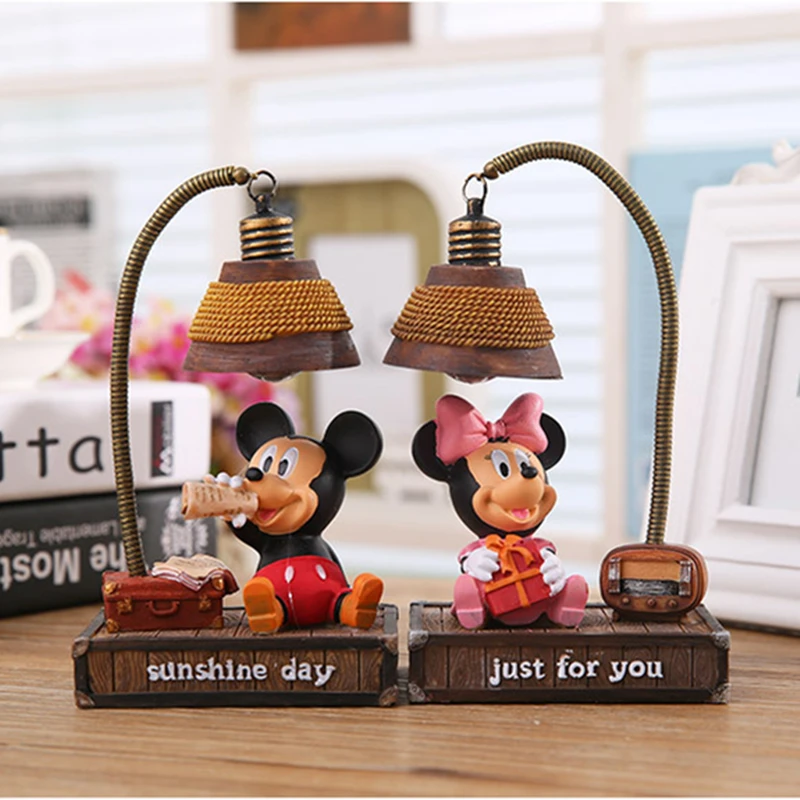 cute cartoon mickey light minnie mouse resin lamp night light figurine