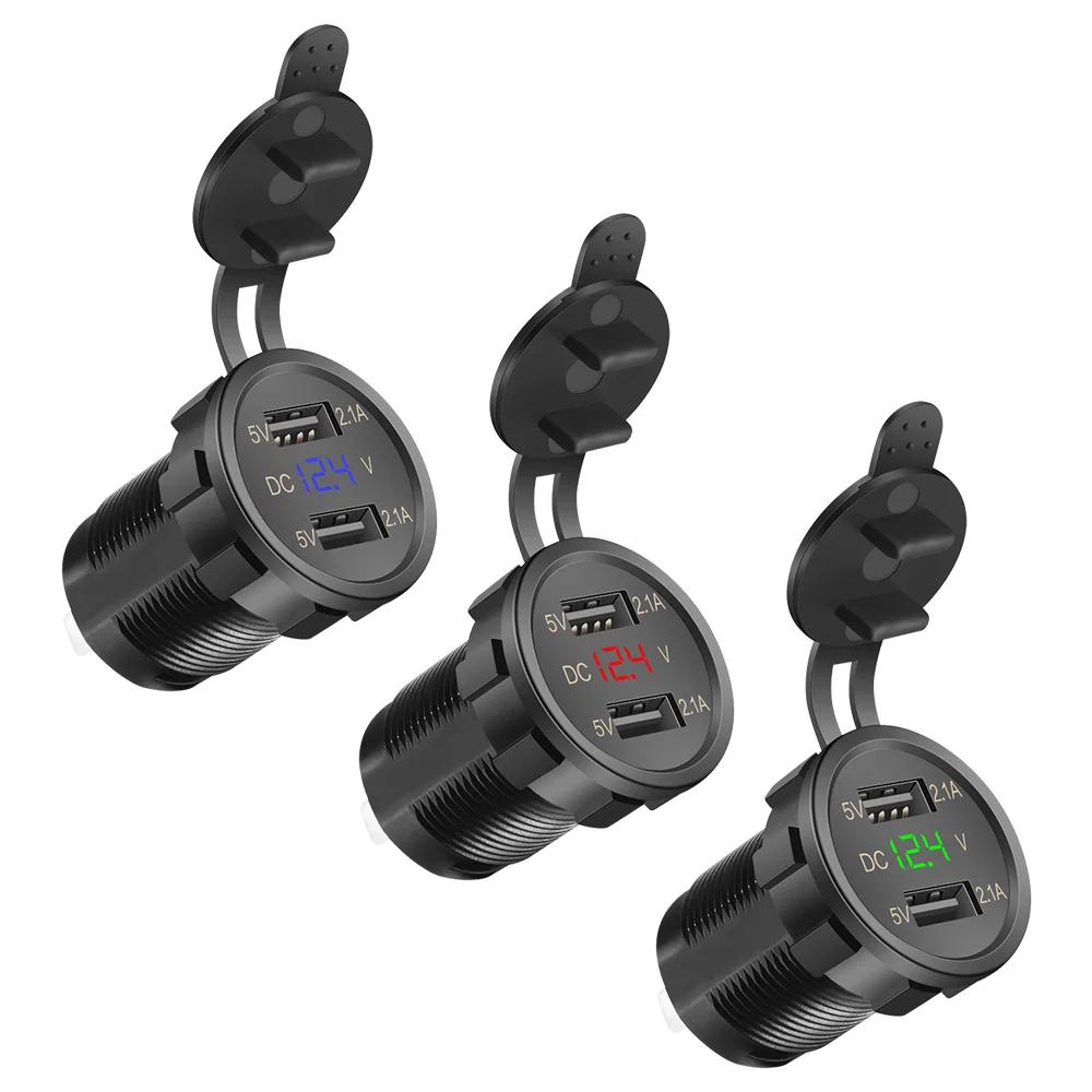 

Waterproof Dual USB Car Charger Interface Ports Female Seat Car Charger with LED Indicator Mobile Phone Chargers 5V