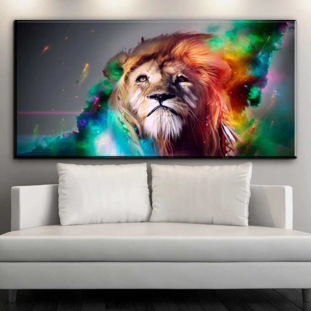 ZZ1558 lienzo moderno arte colorido León animal lienzo cuadros pintura