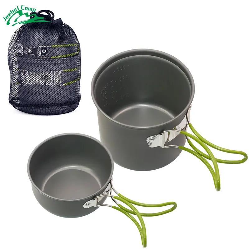 Jezebel 1-2persons sartenes Bowls Set 2 piezas utensilios al aire libre ollas de Camping y Picnic mochilero vajilla