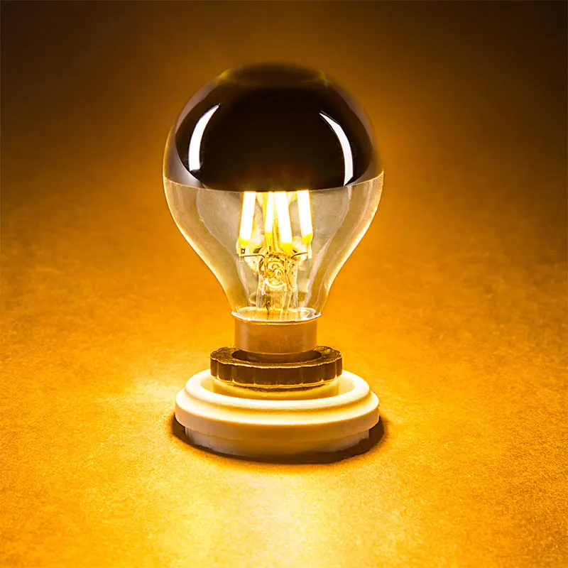Half Chrome Light Bulb 4w G45 E14 Deep Dimmable Silver Tipped Mirror Vintage Edison Bulb Warm White 2700k Flicker Free Led Lamps - Led Bulbs & Tubes - ...