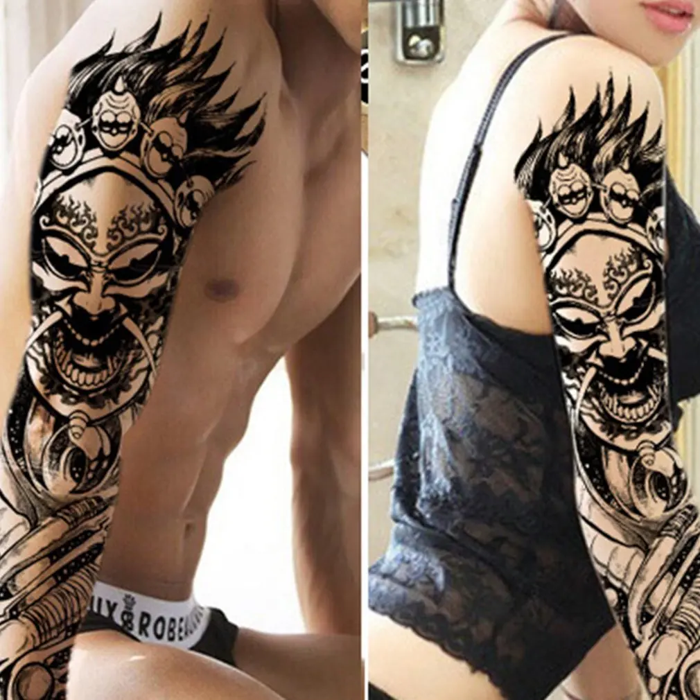 1 шт полный рука татуировки стикер водонепроницаемый одноразовые татуировки рукава мужчины женщины тело краска красочный узор поддельные татуировки рукава