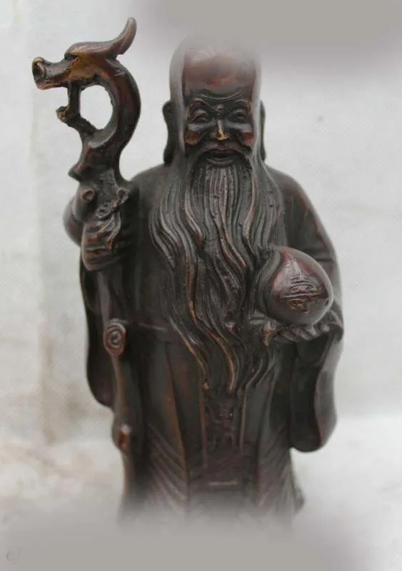 

8"Chinese Fengshui purple Bronze blessing the god of longevity Ru Yi Statue