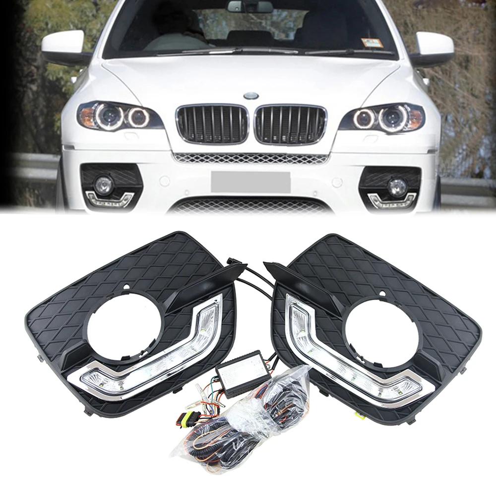 Front LED Daytime Running Light DRL Fog Light Assembly For BMW E71 X6