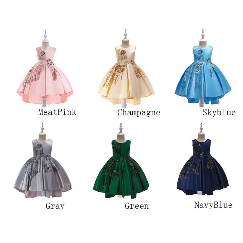 

3-10 Years Kids Dress for Girls Wedding Sequin embroidery Long Girl Princess Dress Party Pageant Formal Gown for Teen Children