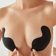 Kadın görünmez sütyen dikişsiz Push Up silikon kendinden yapışkanlı ön kapatma straplez meme Lift bant kutlamak için kalem elbise