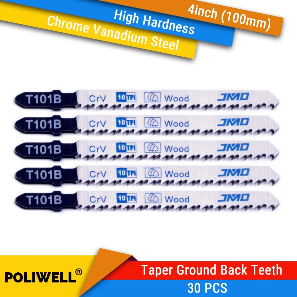 30PCS T101B T-Shank Saw Blades for Wood Cutting Blades Reciprocating Saw Blade Set 4 Inch 100mm Jig Saw Blade Power Tools