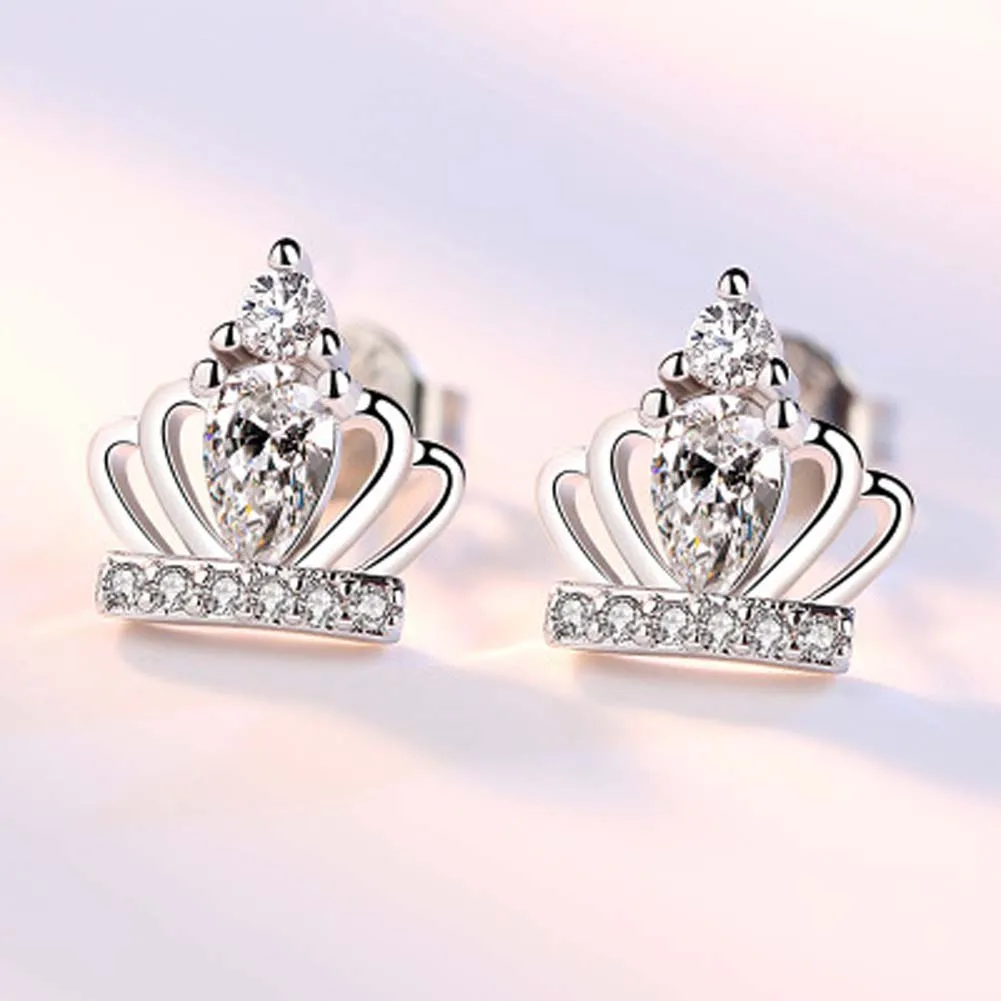 Buy Sweet princess crown Stud Earrings Silver color