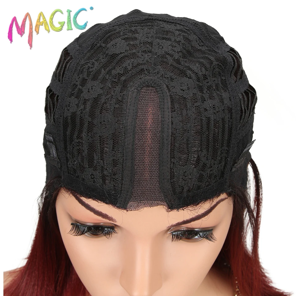 Магические волосы афроамериканские короткие парики синтетические парики шнурка для B женщин Омбре красный боб парик I часть кружева 12 дюймов