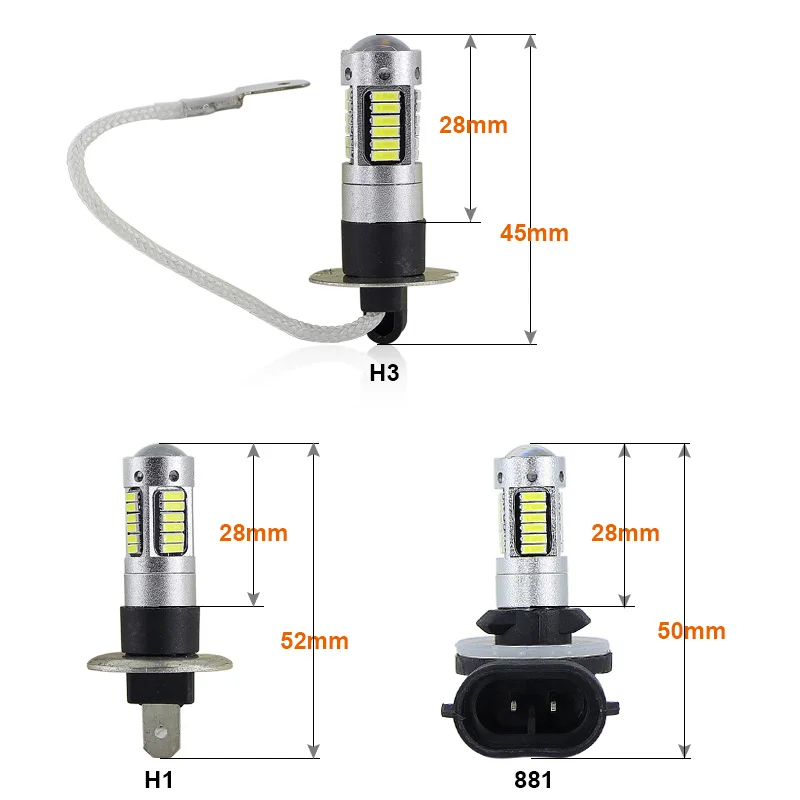 SAARMAT 2 * Высокая мощность 6000K белый 30 SMD 4014 881 889 H27 H1 H3 светодиодный ные Сменные лампы