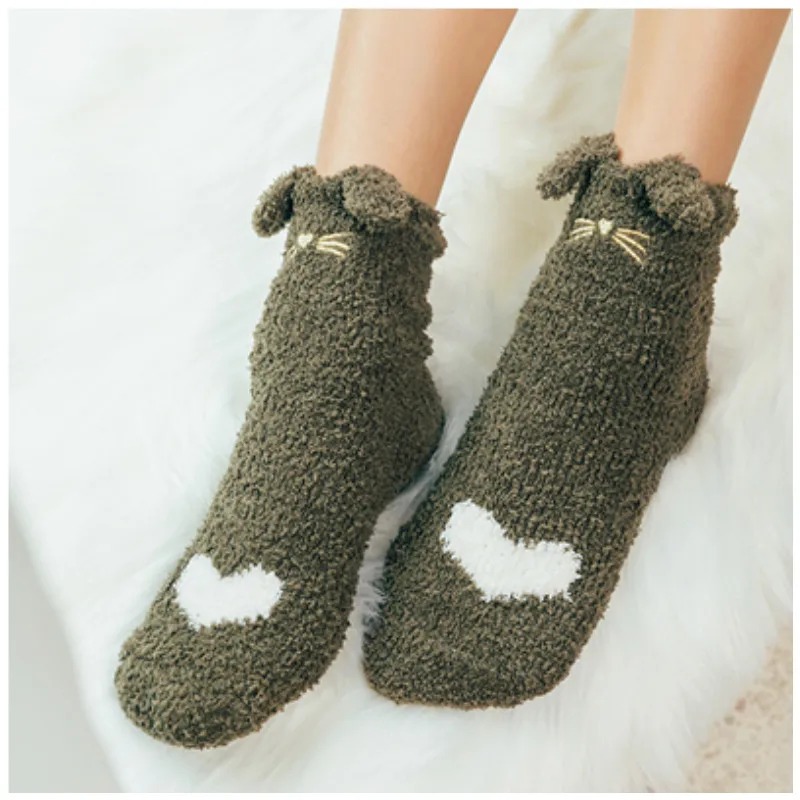 Cartoon Fluffy Socks Cartoon Cat Embroidery Beard Cute Socks Spring