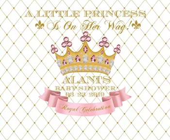 

custom pink and gold princess crown baby shower 1st birthday background High quality Computer print party backdrops