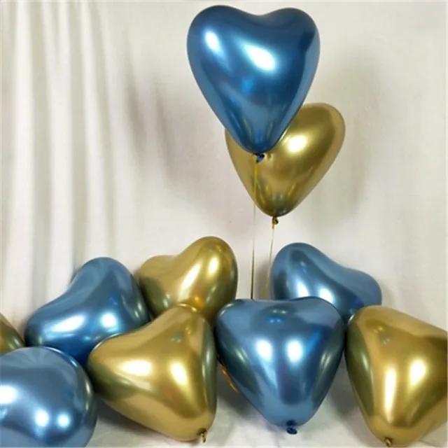 10 шт 12 дюймовые металлические шары золотые, серебряные, красные, винные, фиолетовые круглые шары из латекса для детского дня рождения, свадьбы, вечеринки, украшения для детей - Цвет: gold blue