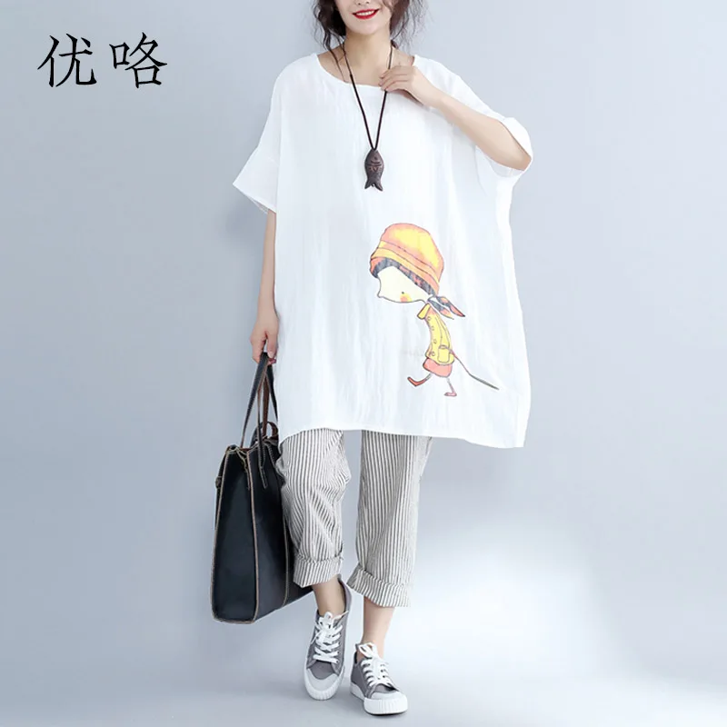 

Kawaii Harajuku Plus Size T Shirt Women 2019 Summer Fashion 4XL 5XL 6XL Cute Cartoon Girl Printed Cotton Tshirt Casual Loose Top